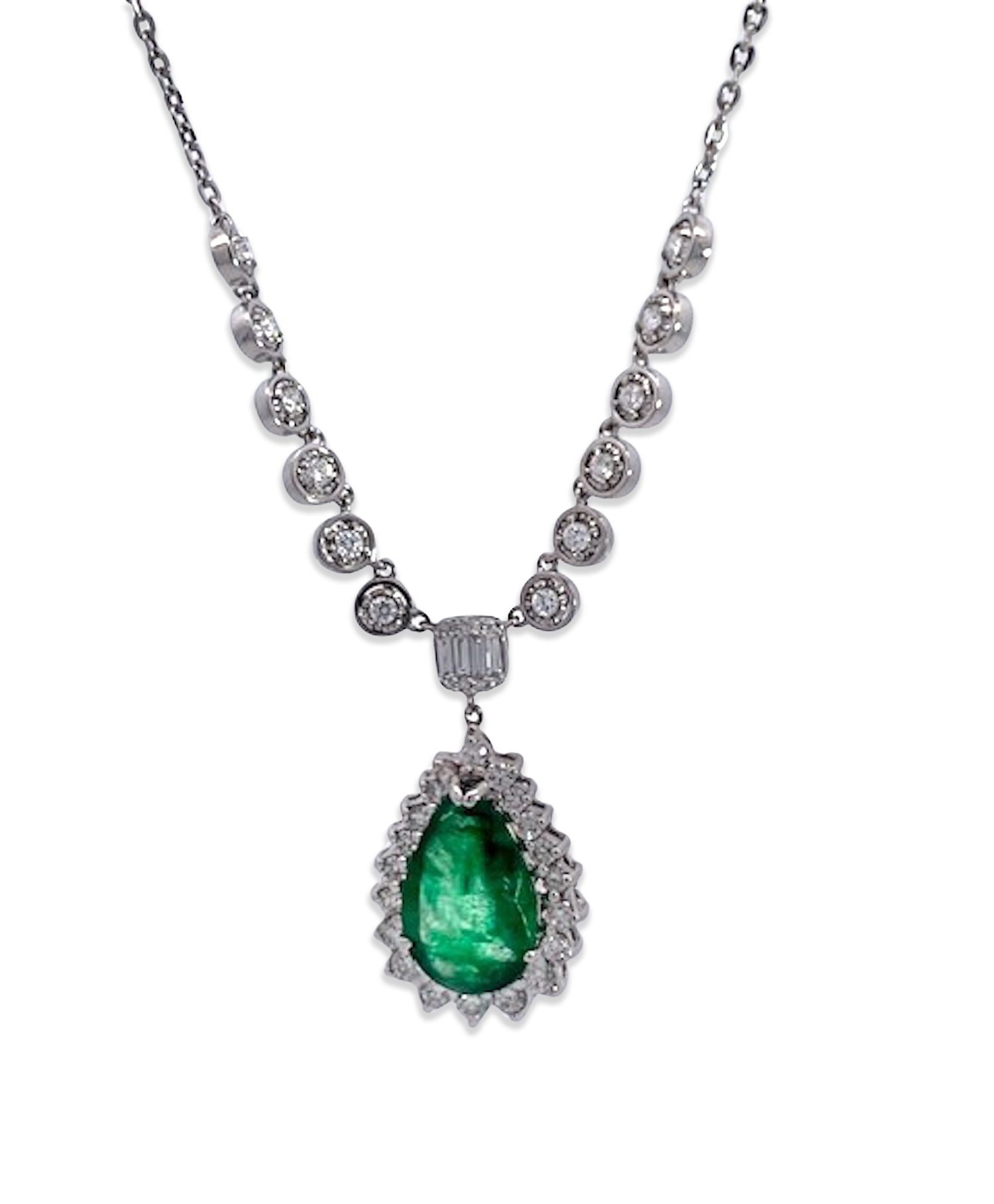 Diamond halo emerald ring