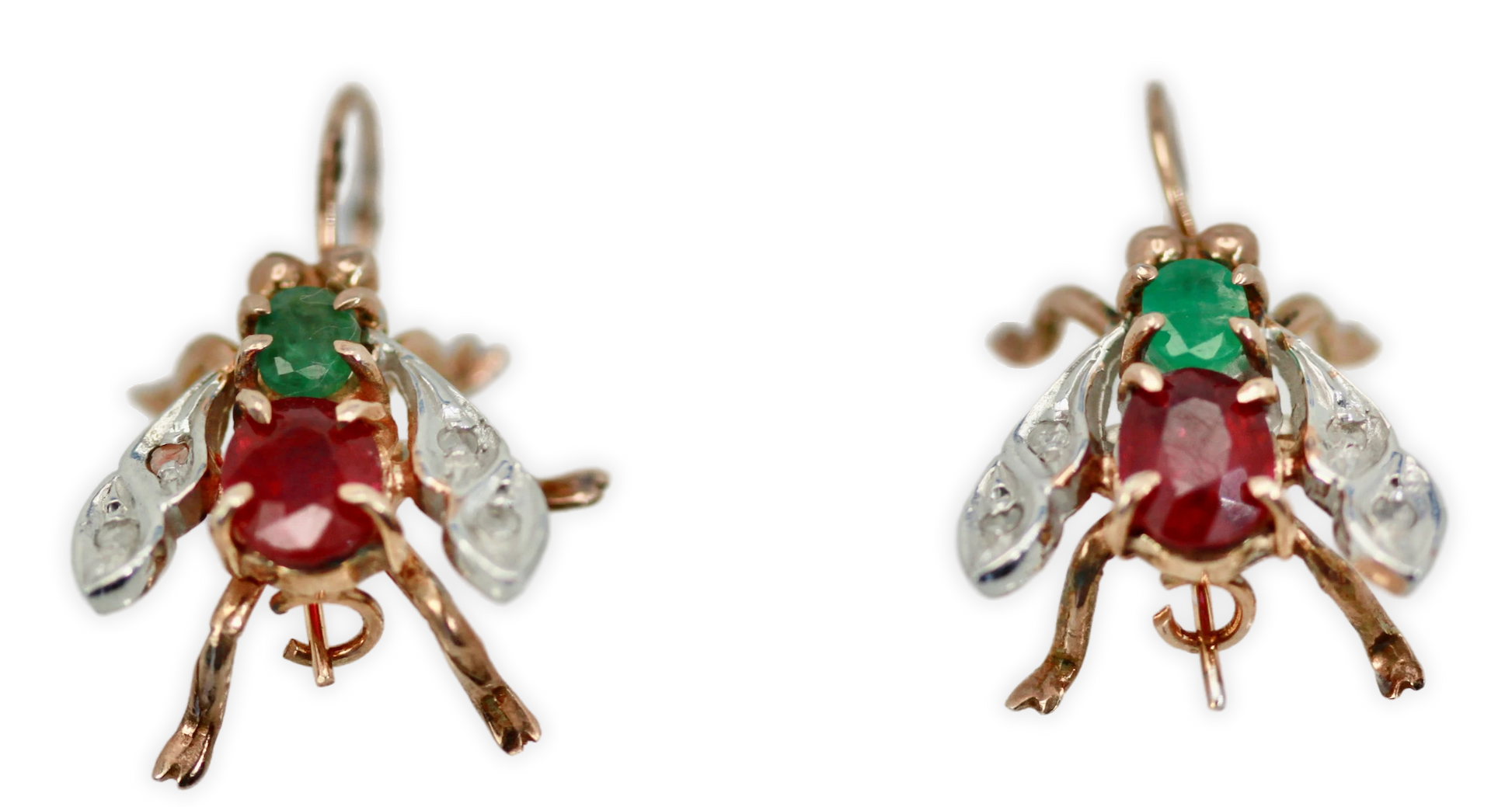 14K fly earrings with gems