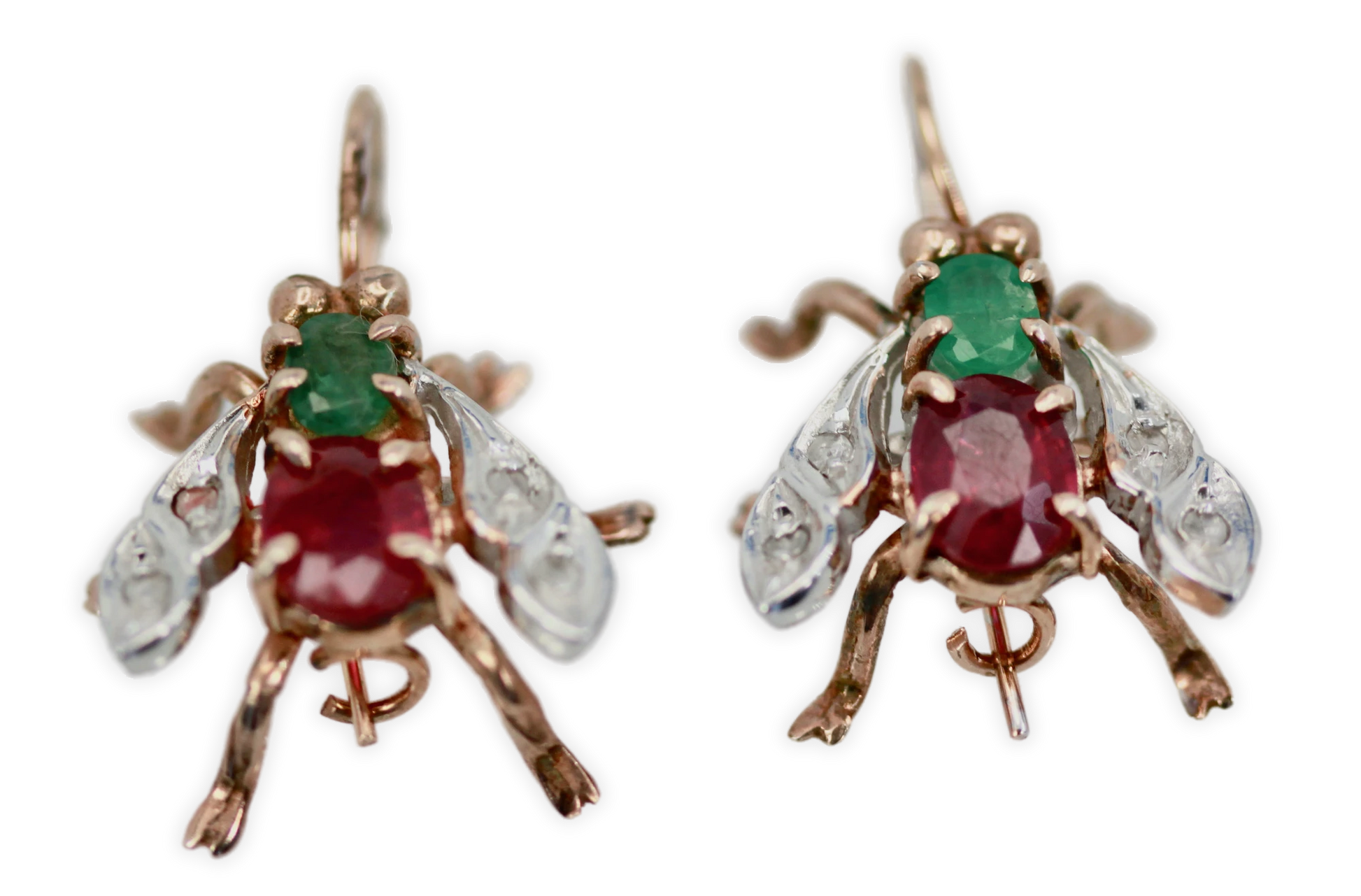 Yellow gold bug earrings