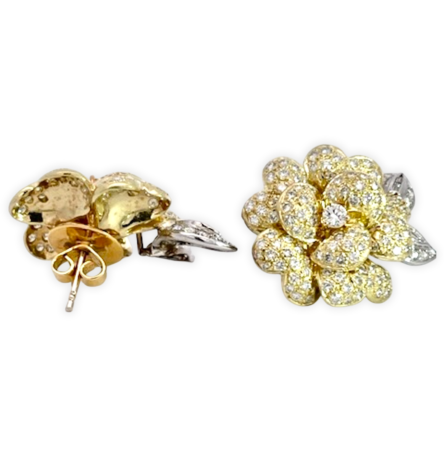 Rose-shaped diamond earrings
