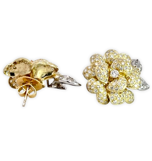 Rose-shaped diamond earrings