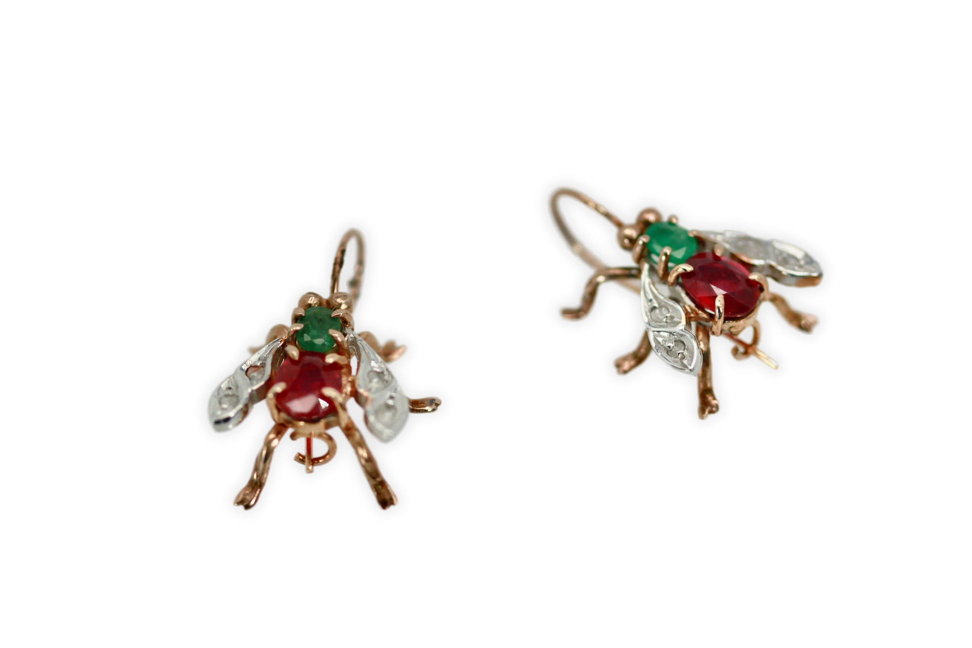 14K fly earrings with gems