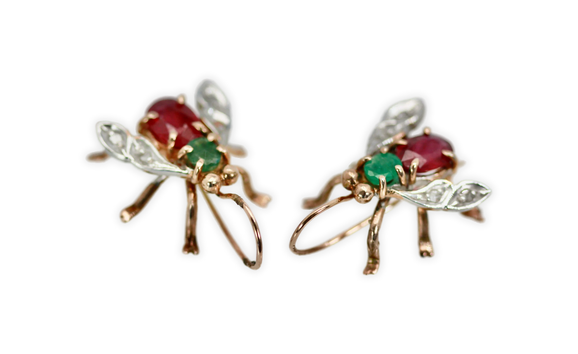 Insect design earrings, 14K gold
