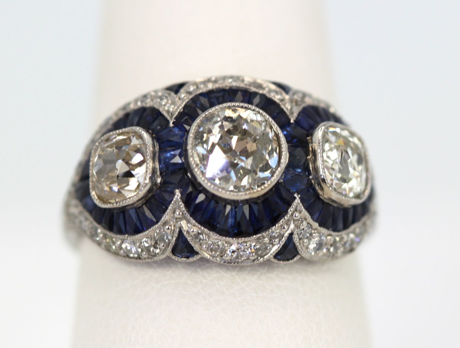 Deco Platinum Sapphire Diamond Ring Circa 1920'S 3.28 Carats