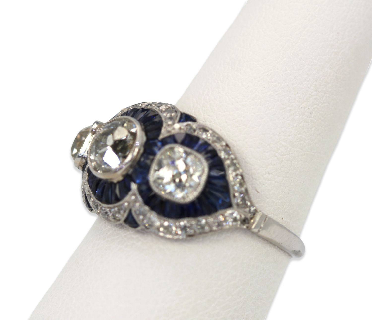 Deco Platinum Sapphire Diamond Ring Circa 1920'S 3.28 Carats