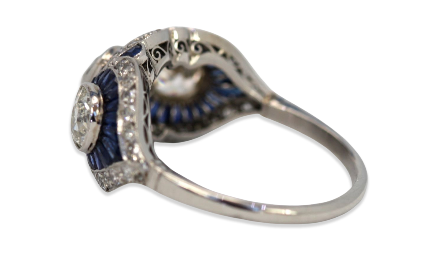 Deco Platinum Sapphire Diamond Ring Circa 1920'S 3.28 Carats