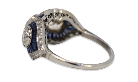 Deco Platinum Sapphire Diamond Ring Circa 1920'S 3.28 Carats