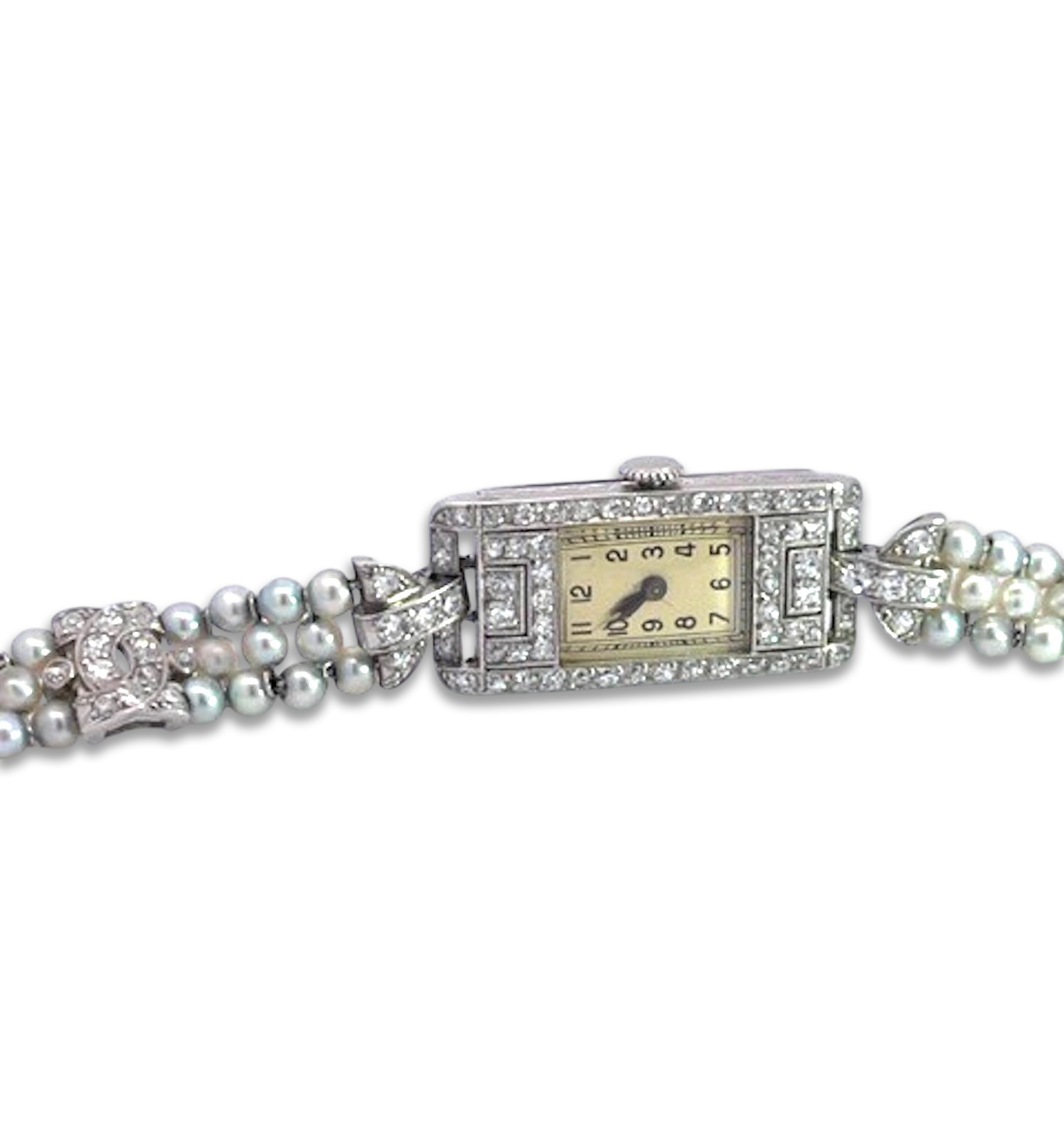 Antique diamond pearl watch