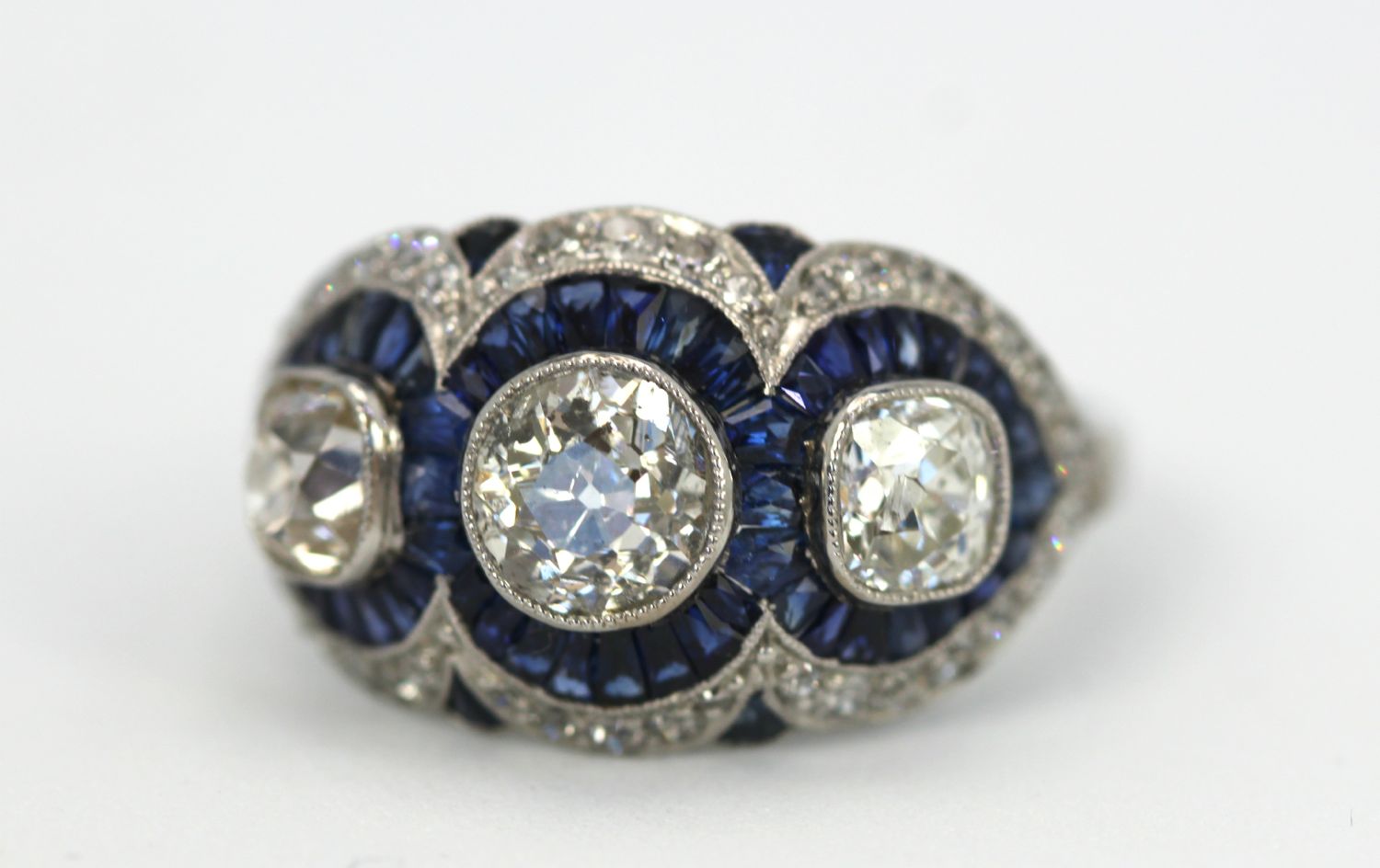 Deco Platinum Sapphire Diamond Ring Circa 1920'S 3.28 Carats