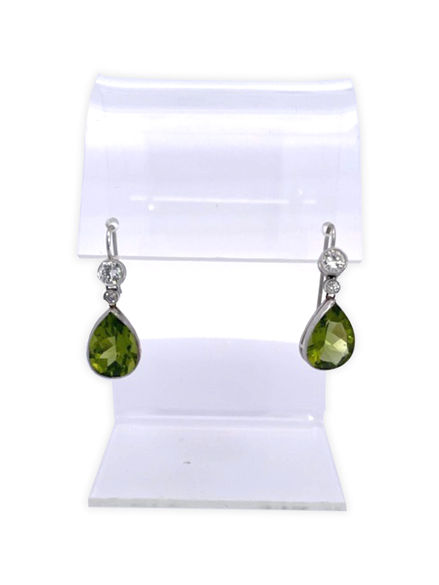 Peridot dangle earrings, 15K
