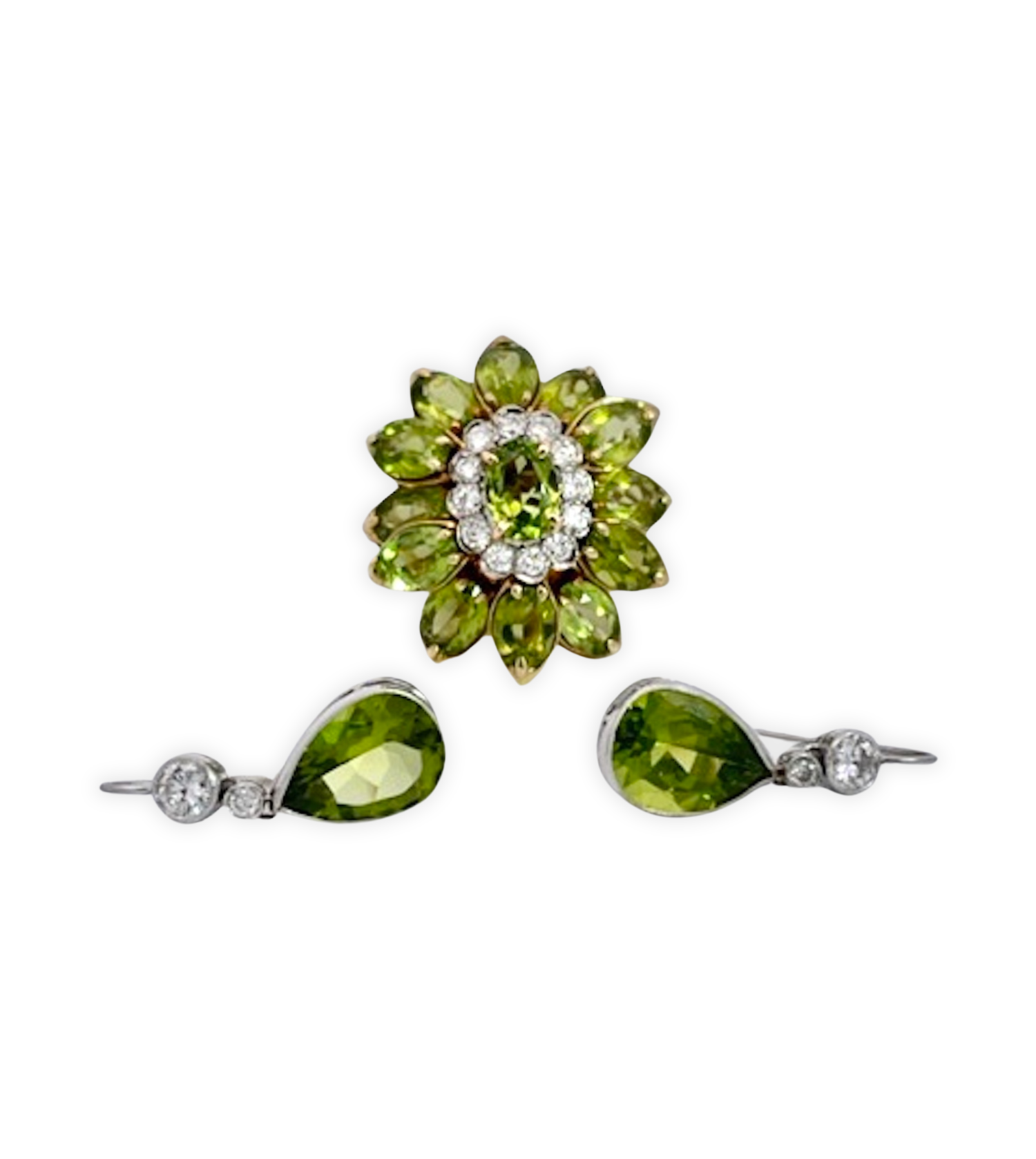 Drop earrings with pear peridot