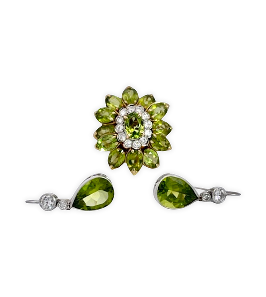 Drop earrings with pear peridot