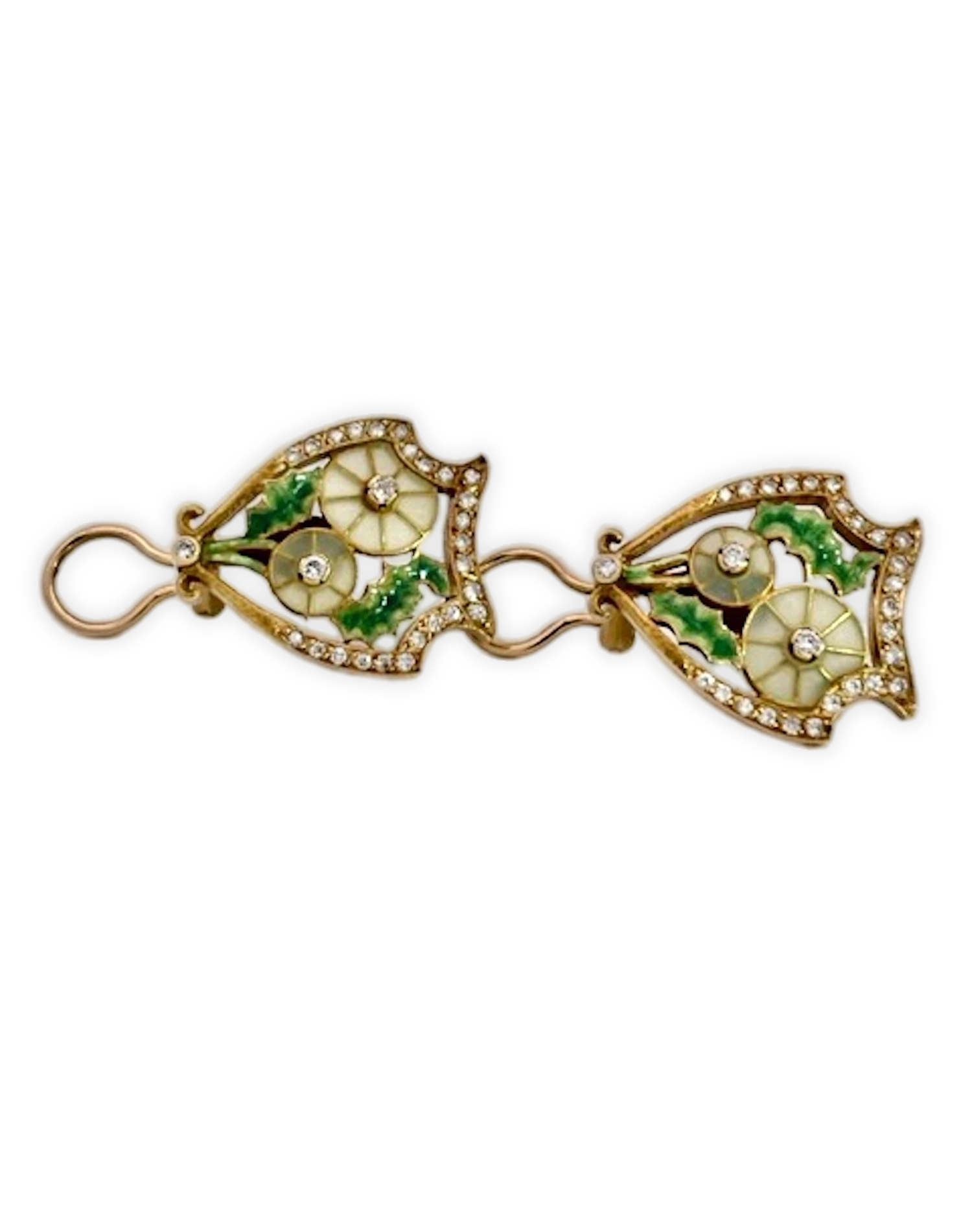 Plique-à-jour earrings, 18K
