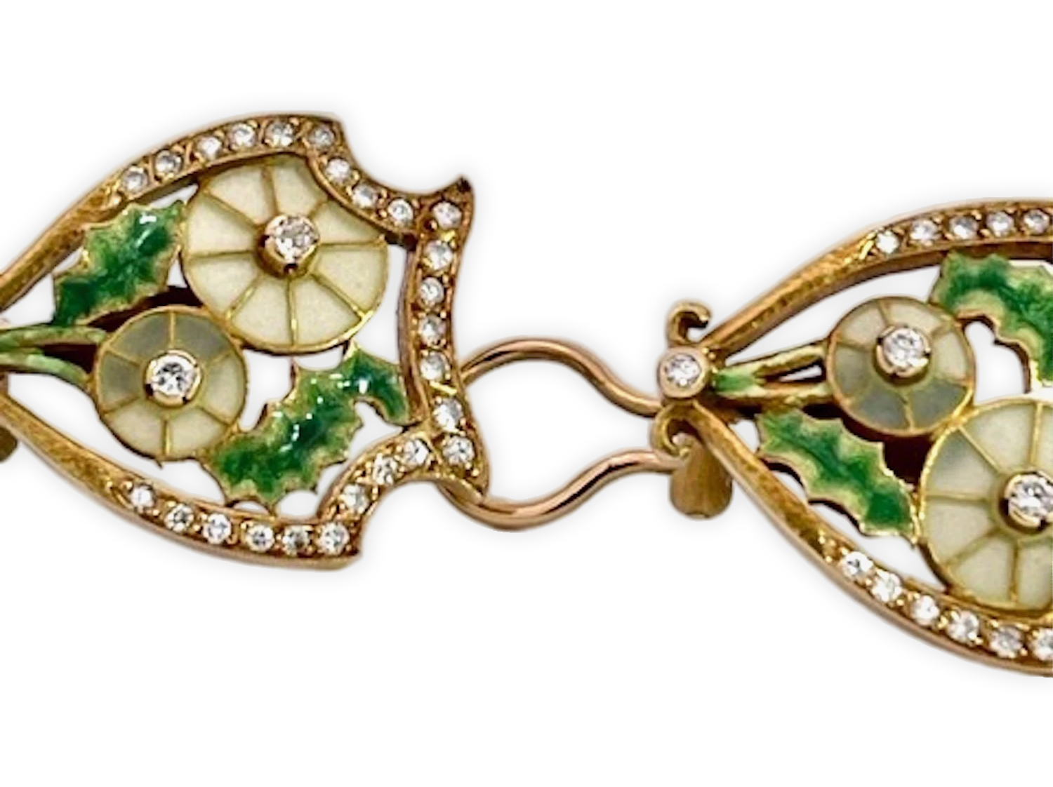 Plique-à-jour earrings, 18K