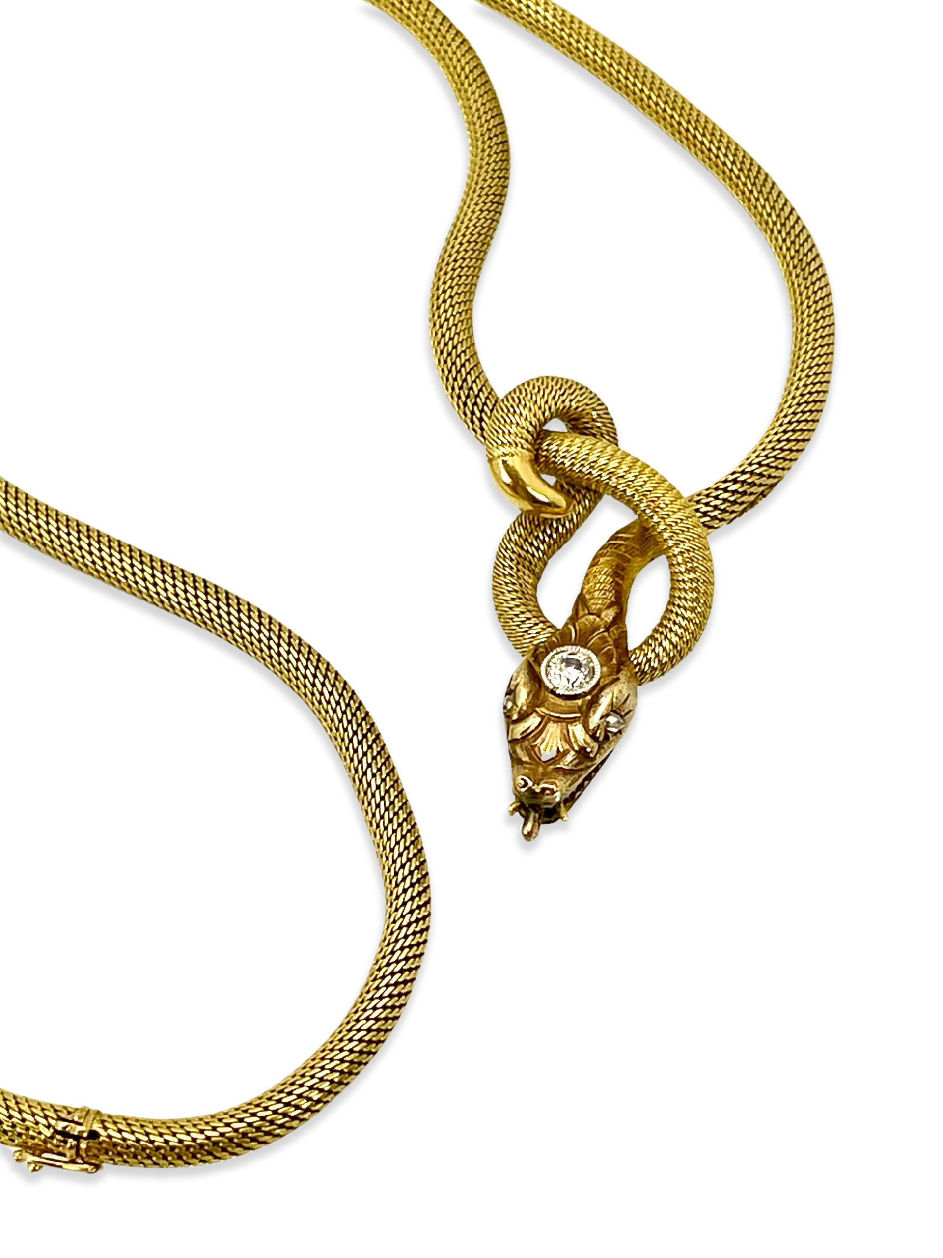 Vintage serpent necklace, 18K