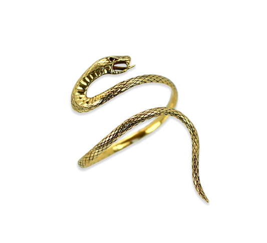 Etched gold snake cuff