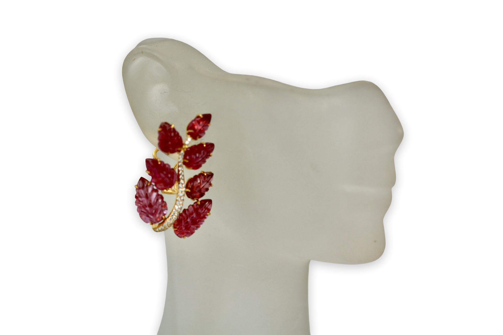 14K rubellite drop earrings