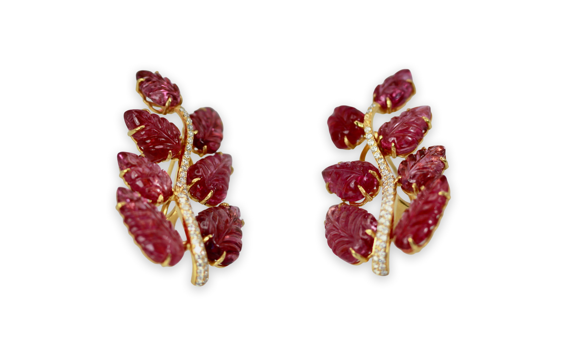 14K rubellite drop earrings