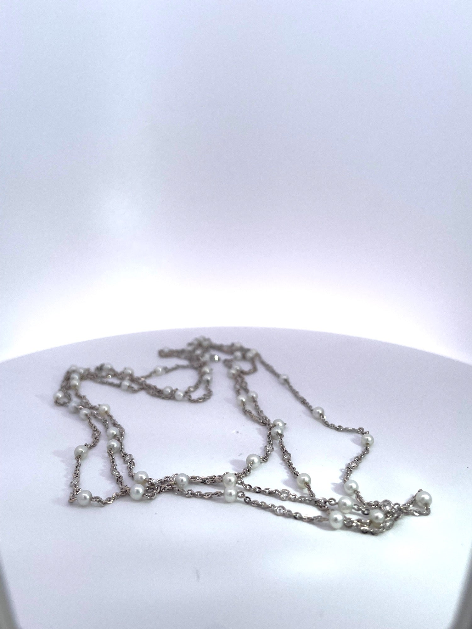 Vintage pearl diamond necklace