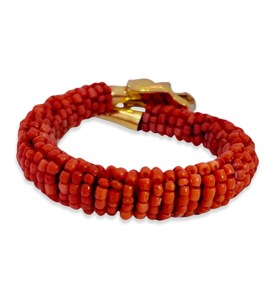 Coral Beaded Snake Bracelet