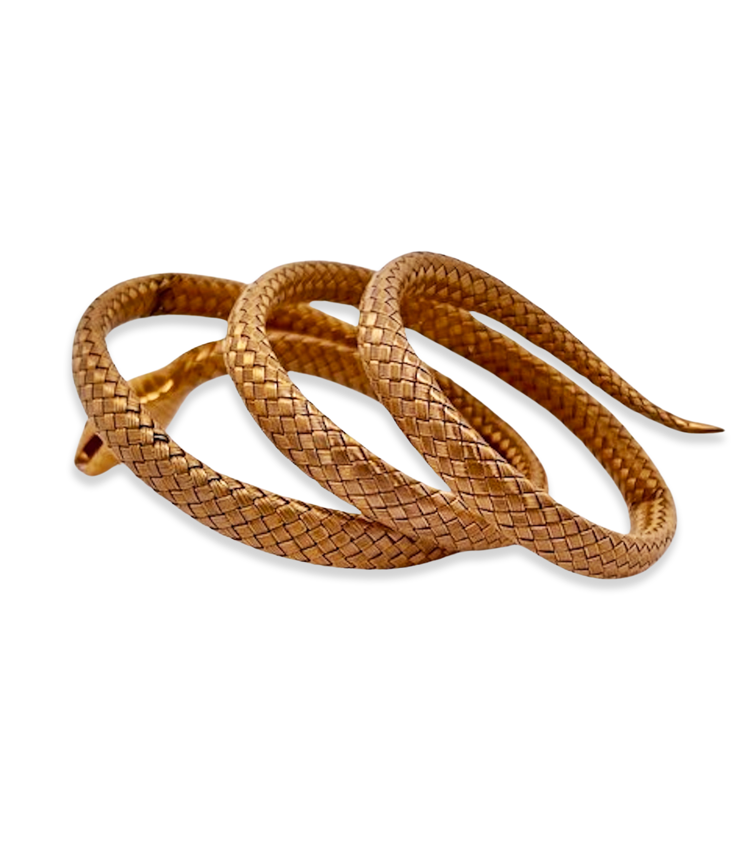Triple coil snake bracelet, 14K