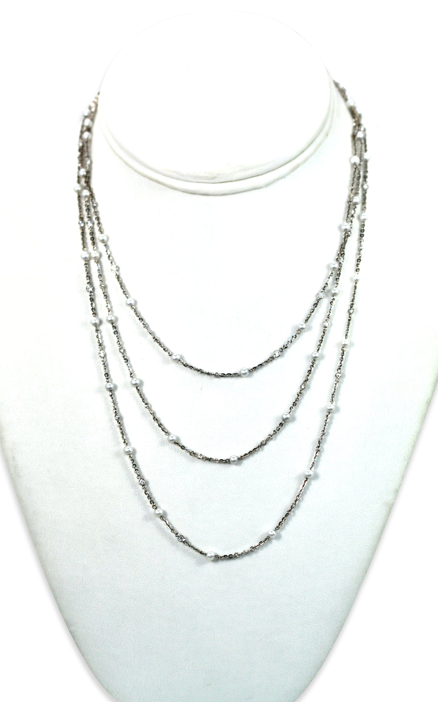 Vintage pearl diamond necklace