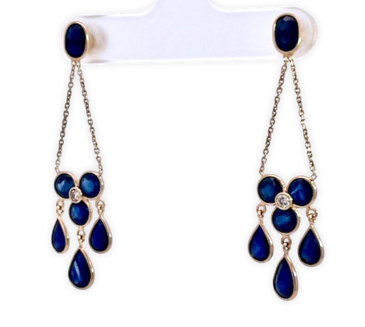 Elegant sapphire chandelier earrings