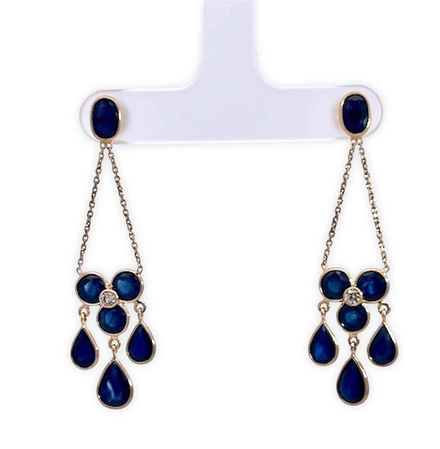 Mini chandelier earrings, 18K