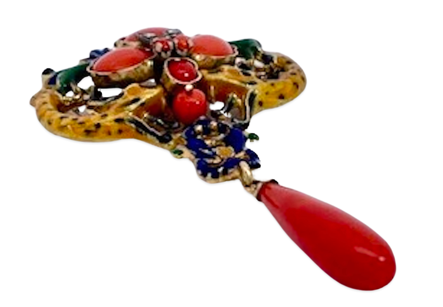 18K coral enamel jewelry