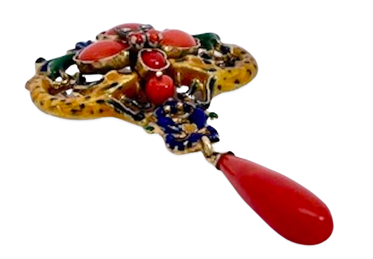 18K coral enamel jewelry