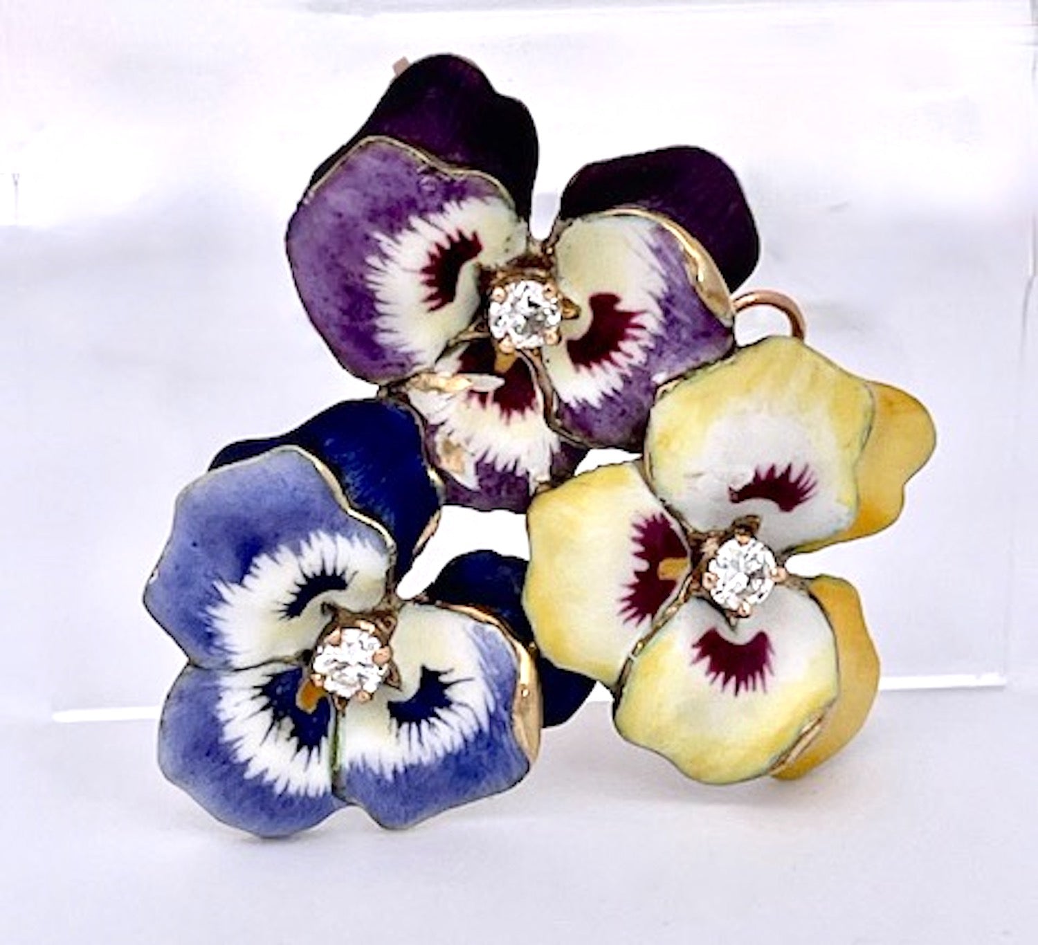 60s Enamel Brooch with Pansy Motif