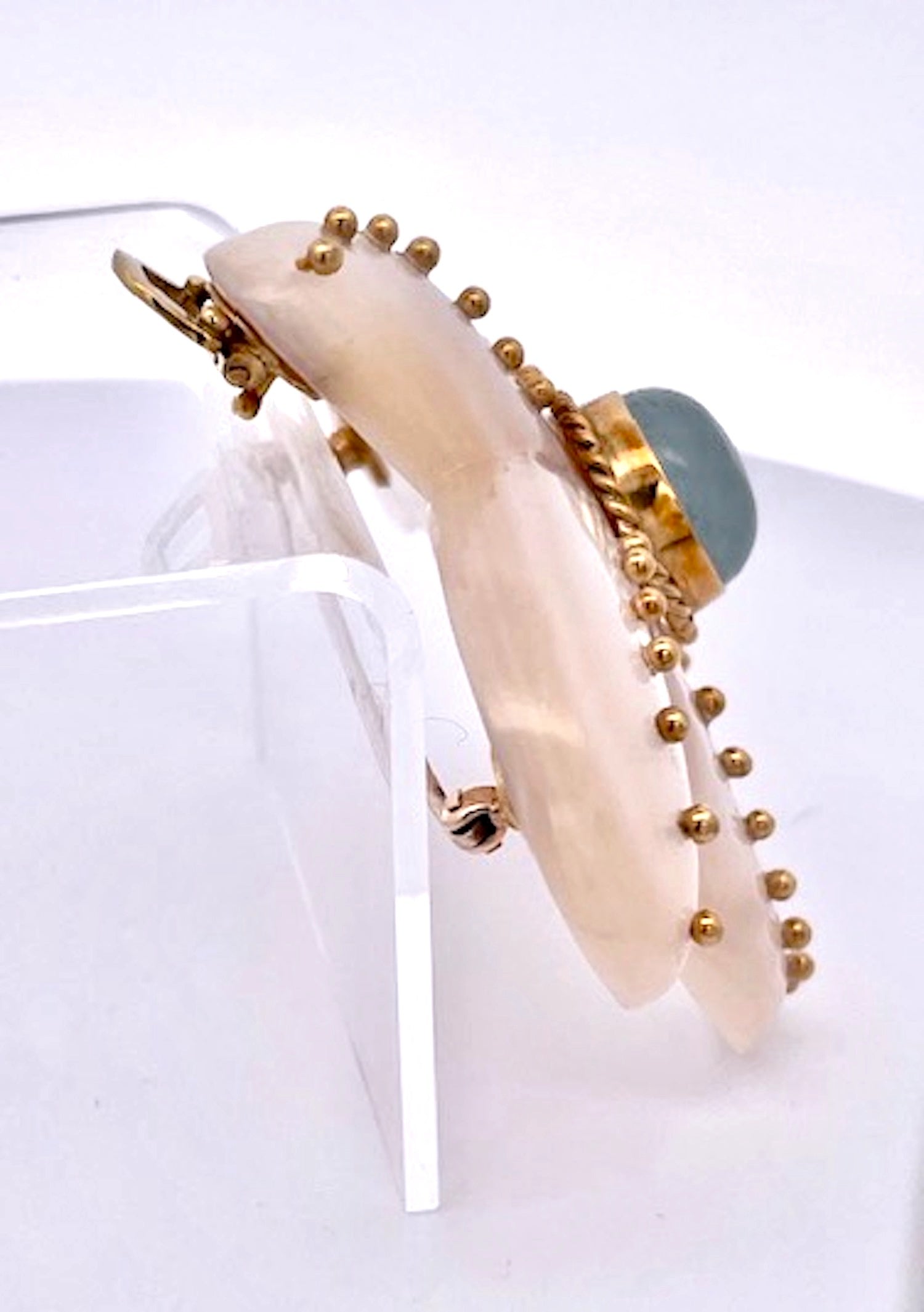 MOP aquamarine starfish pin