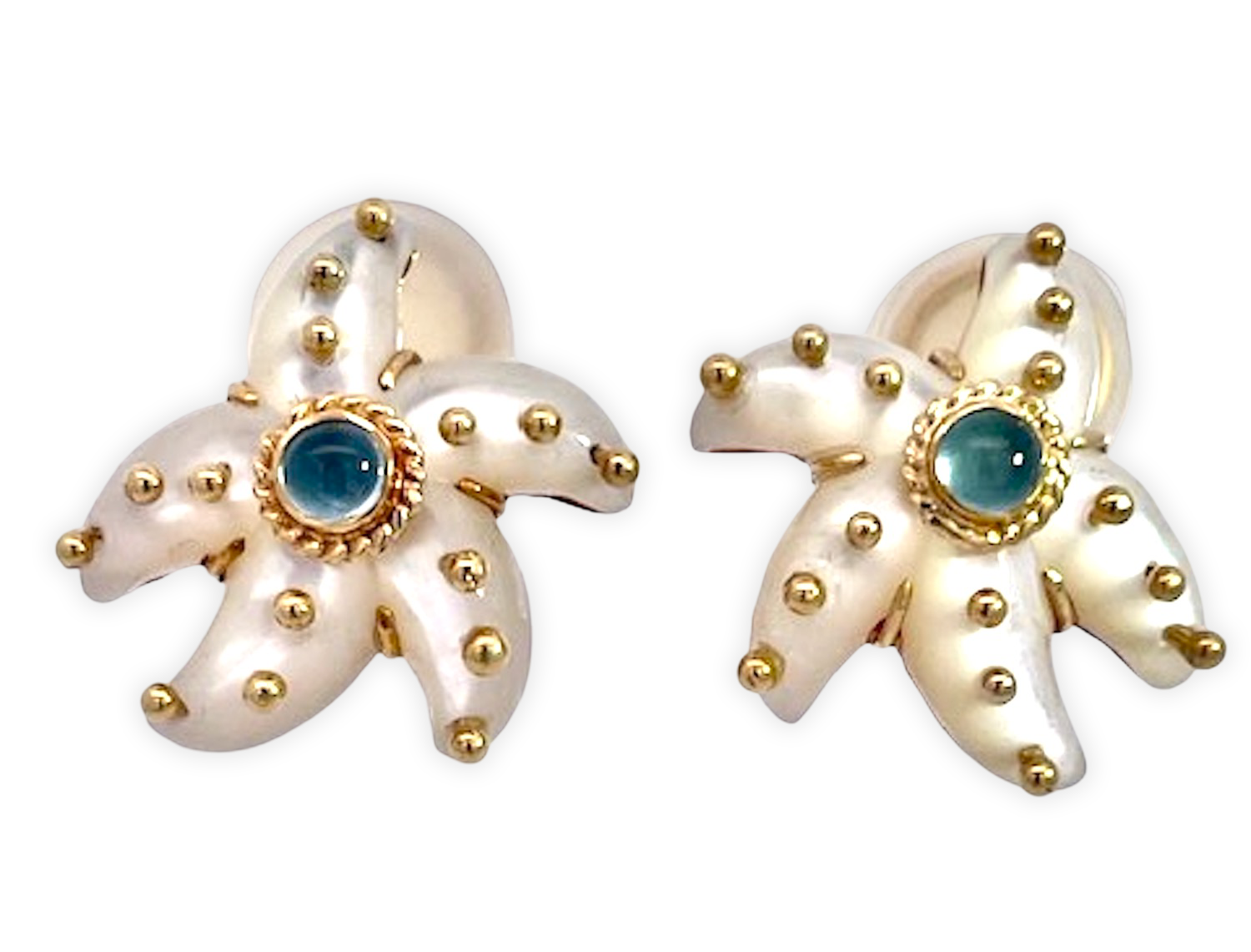 Aquamarine and pearl earrings