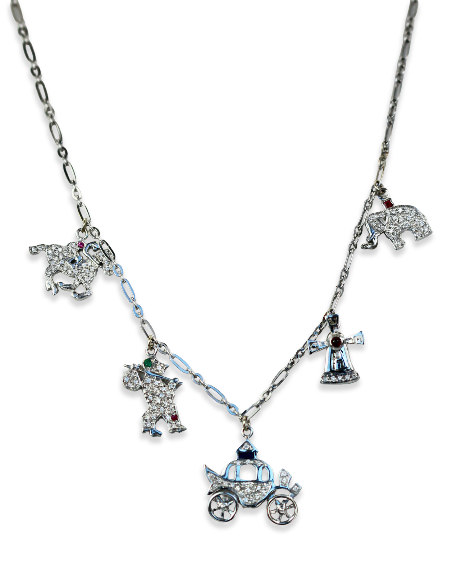 Deco Platinum Charm Necklace