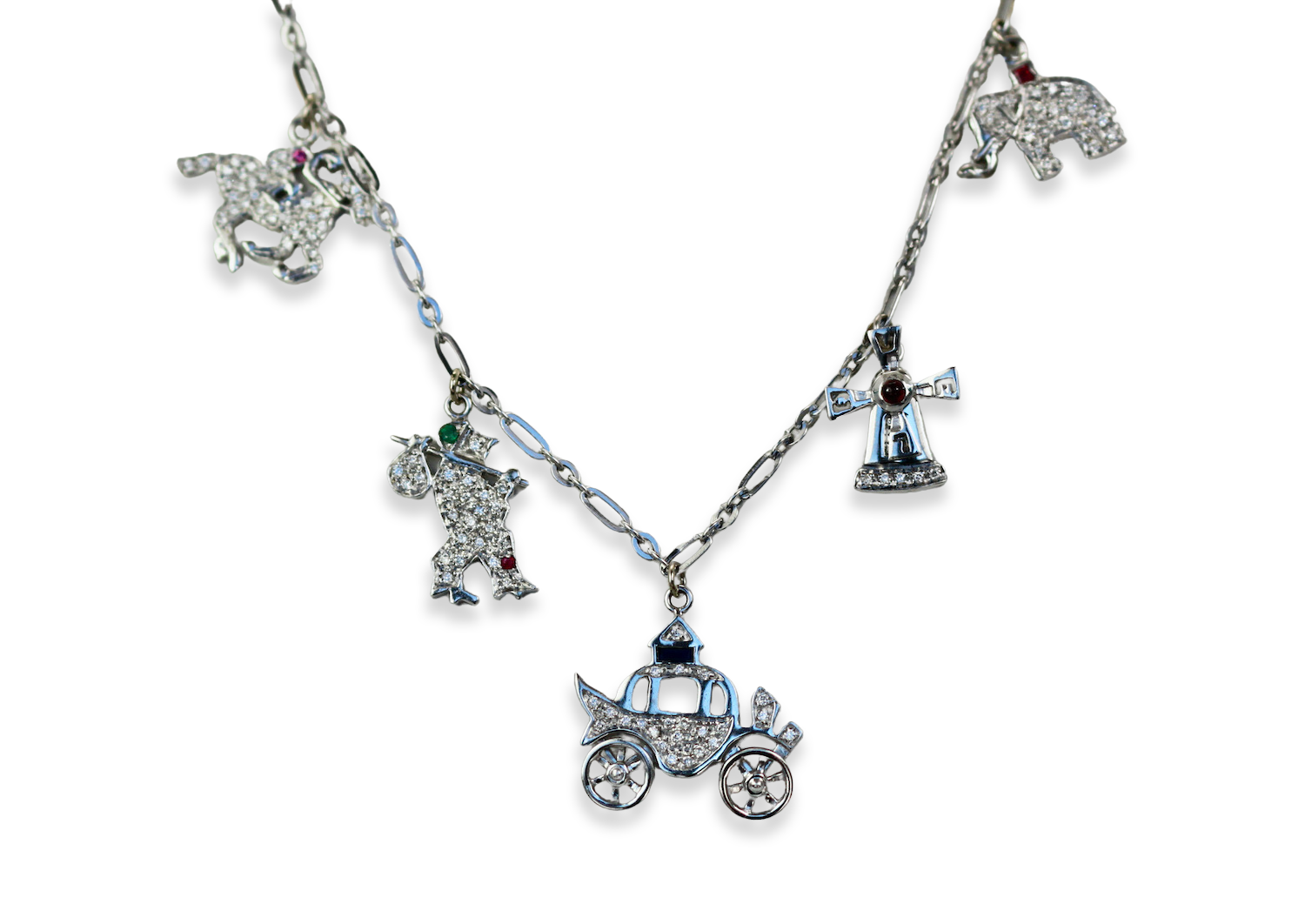 Deco Platinum Charm Necklace