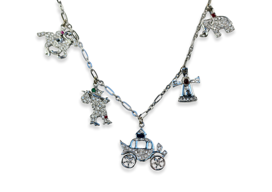 Deco Platinum Charm Necklace