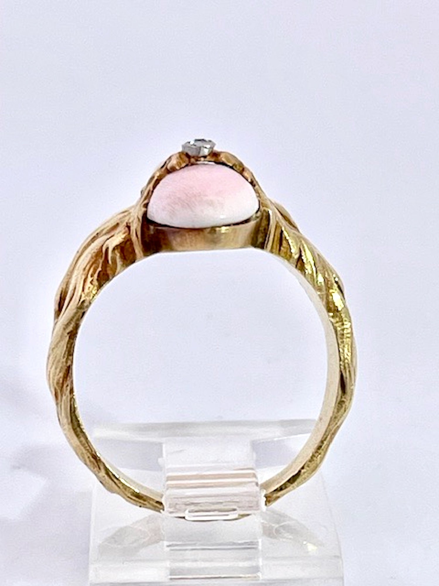 Gold Ring with Coral Lady and Pearl