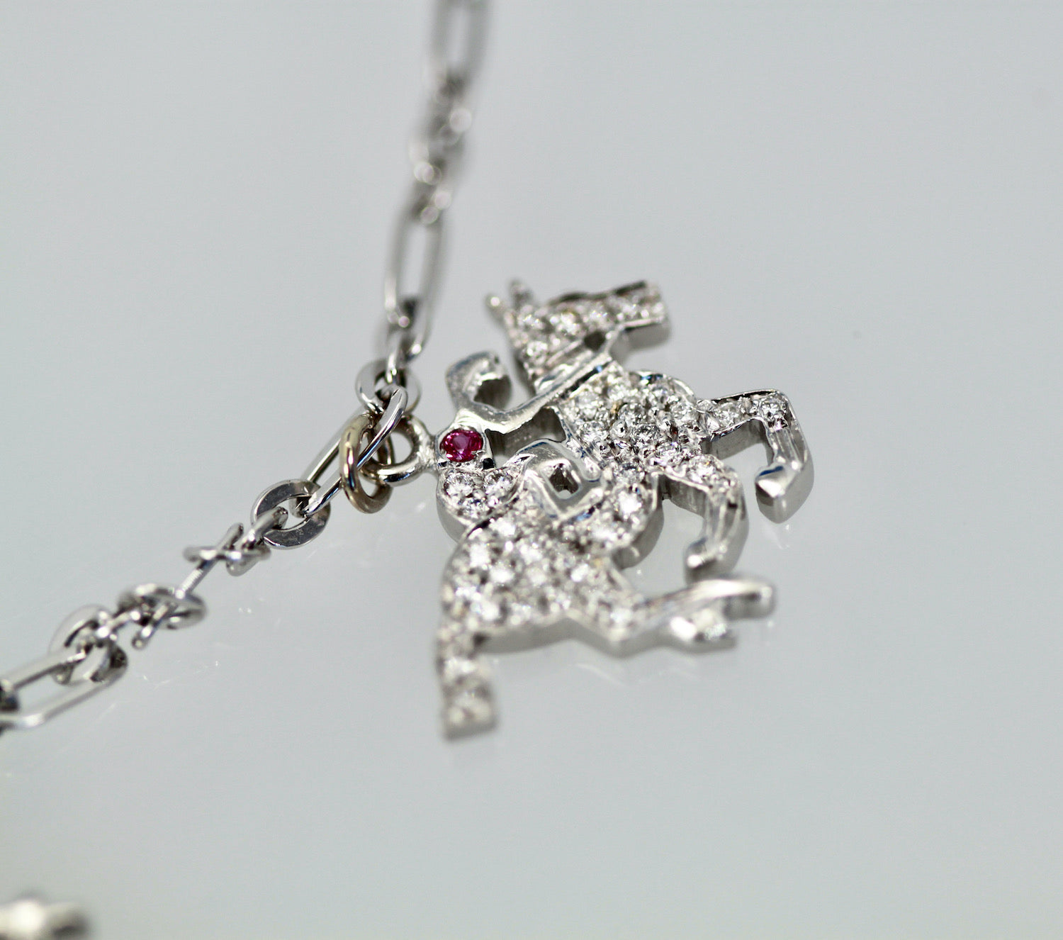 Deco Platinum Charm Necklace