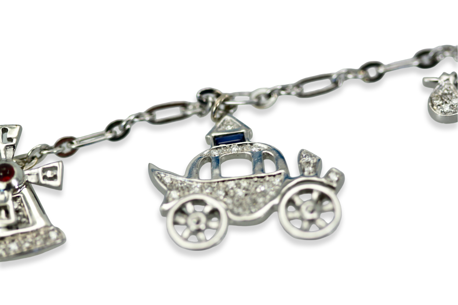 Deco Platinum Charm Necklace