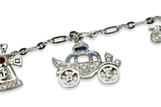 Deco Platinum Charm Necklace