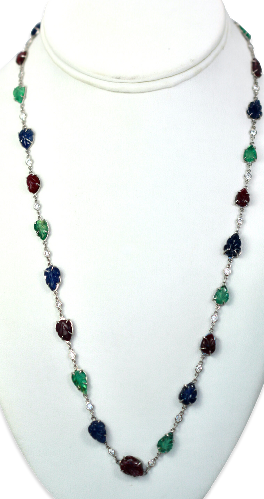 Multigem necklace in 18K gold