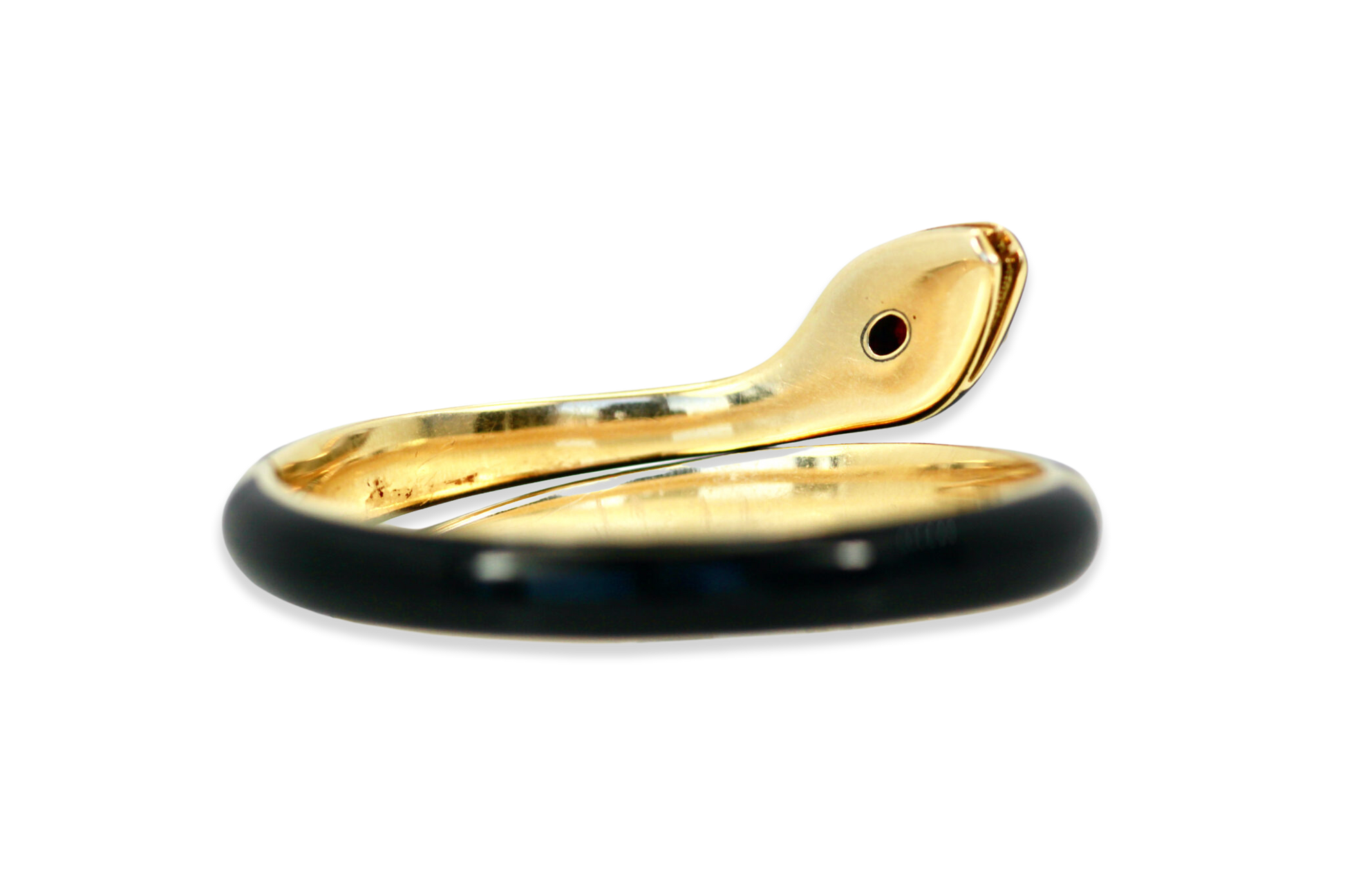 Black Enamel Snake Bracelet 18K Ruby Head