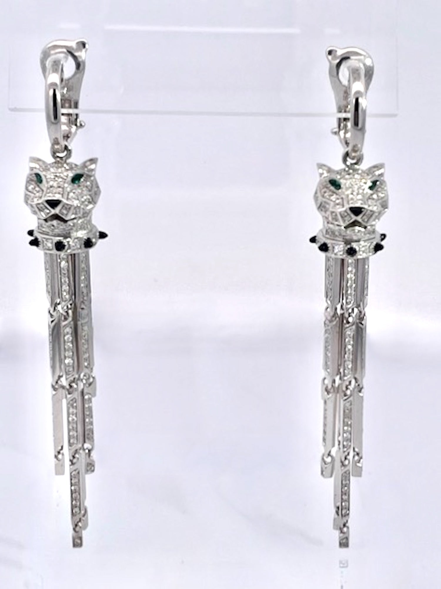 panther earrings with gemstones 