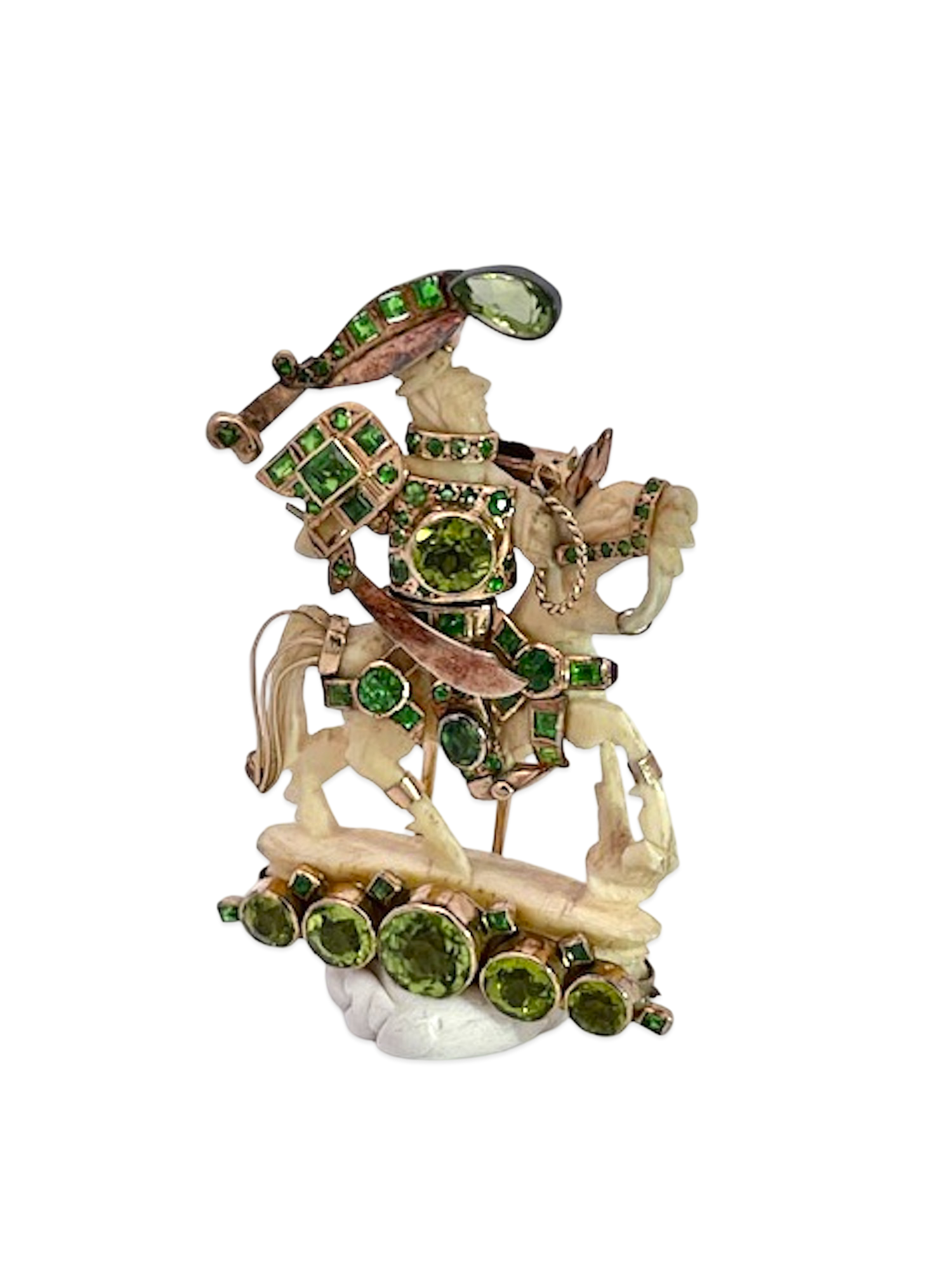 14K Gold Brooch with Demantoid and Peridot