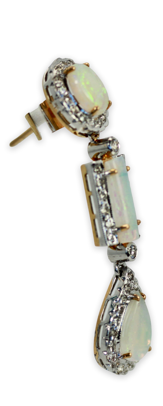 Opal Diamond 18K Drop Earrings