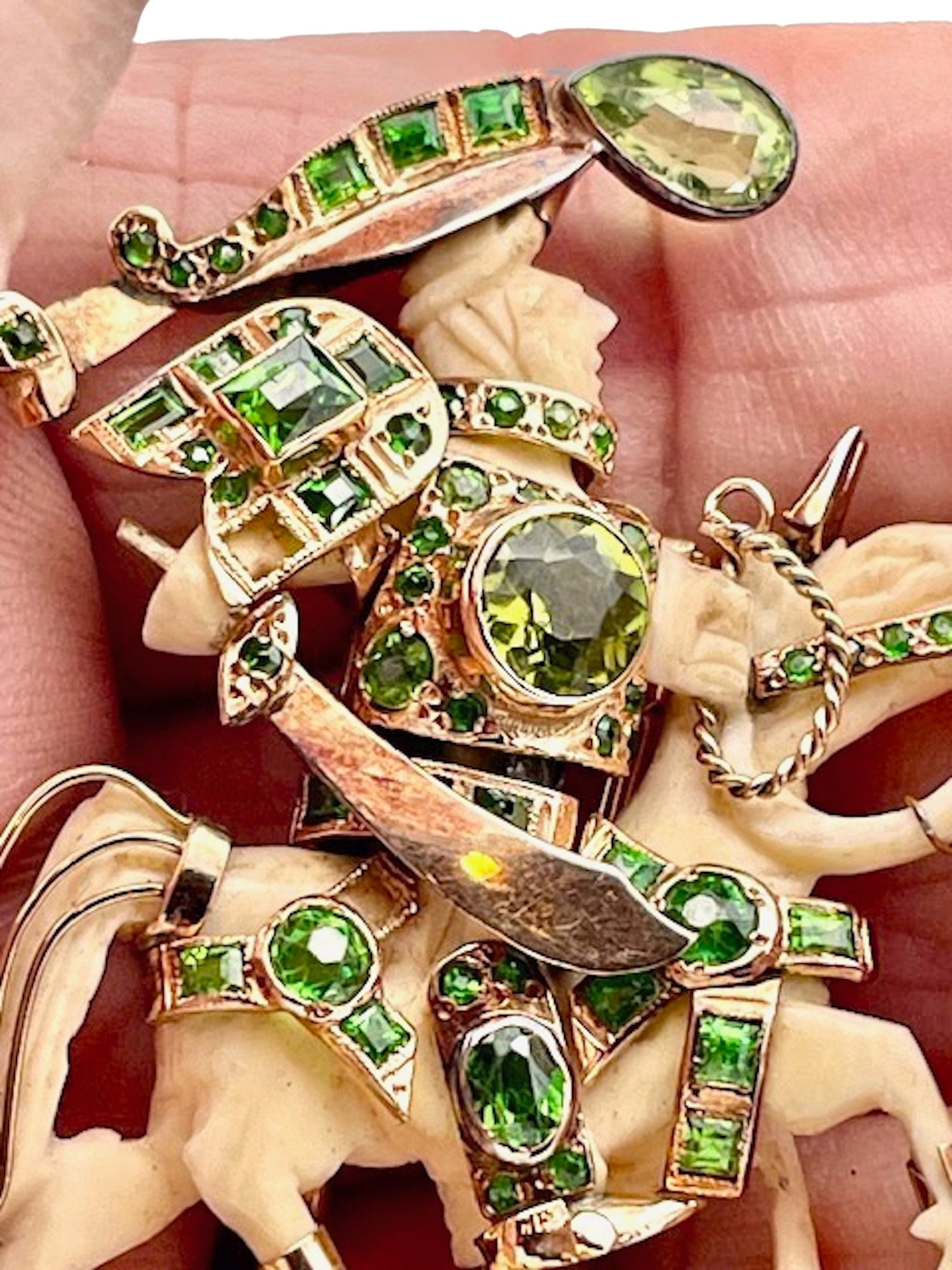 Antique Warrior Brooch with Green Garnets