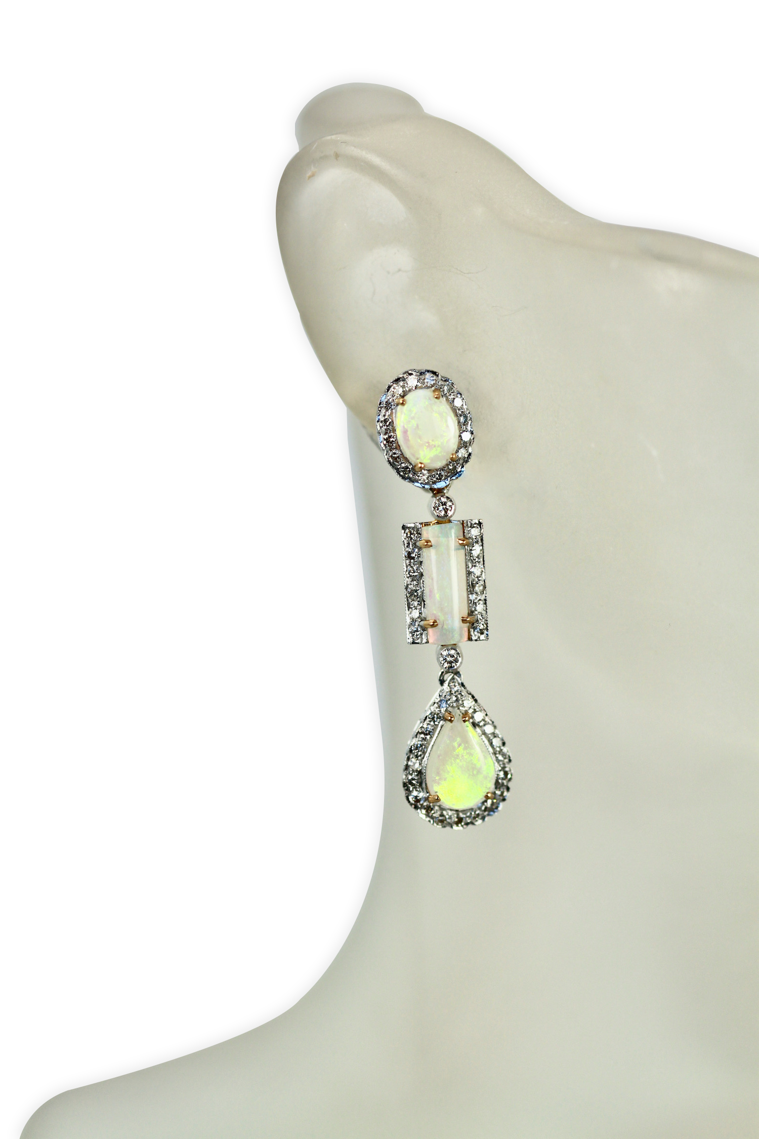 Opal Diamond 18K Drop Earrings