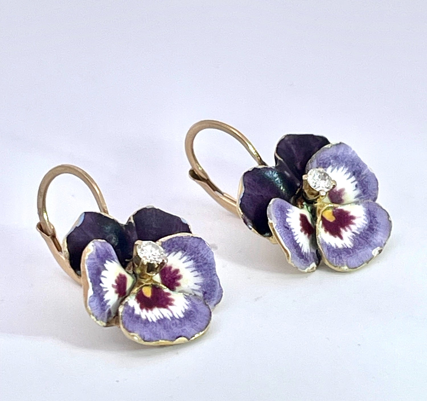 Diamond Center Pansy Earrings