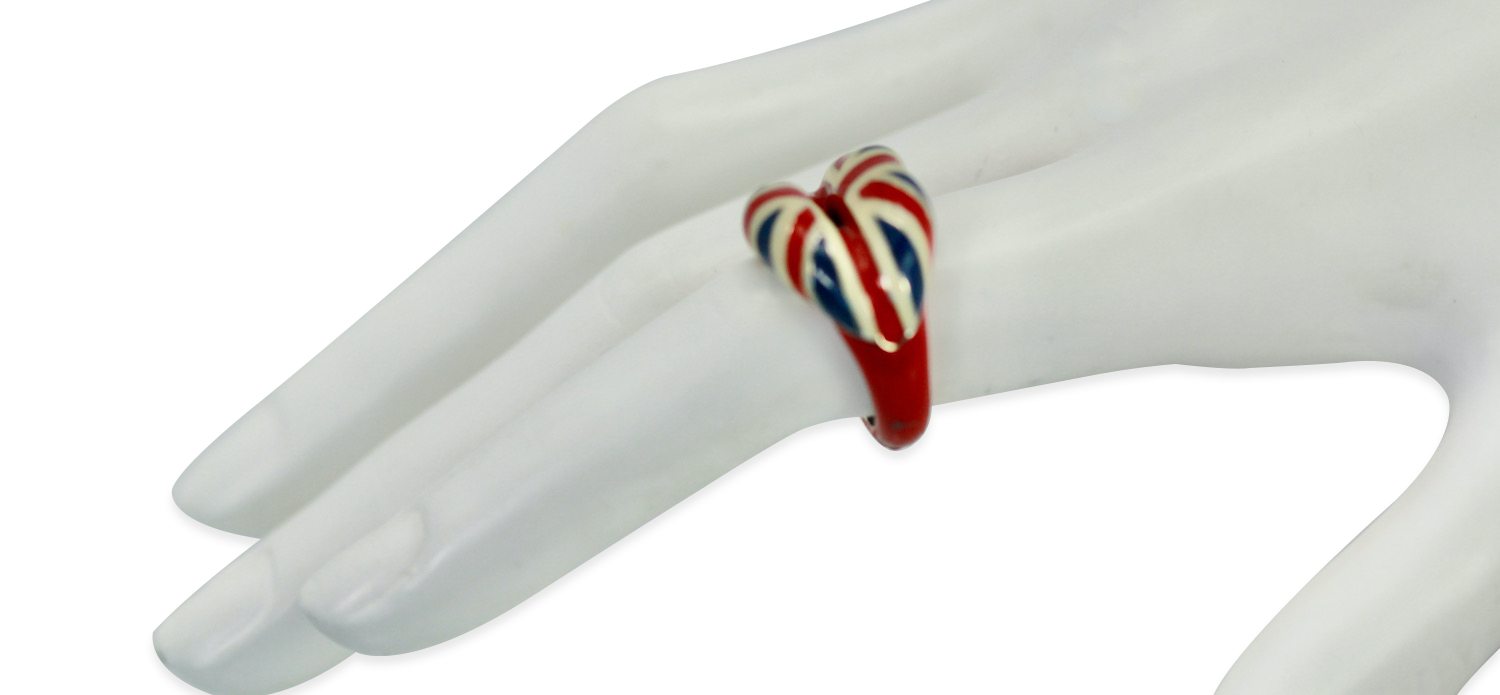 Solange Azagury Partridge "Hot Lips" Enamel Union Jack Ring