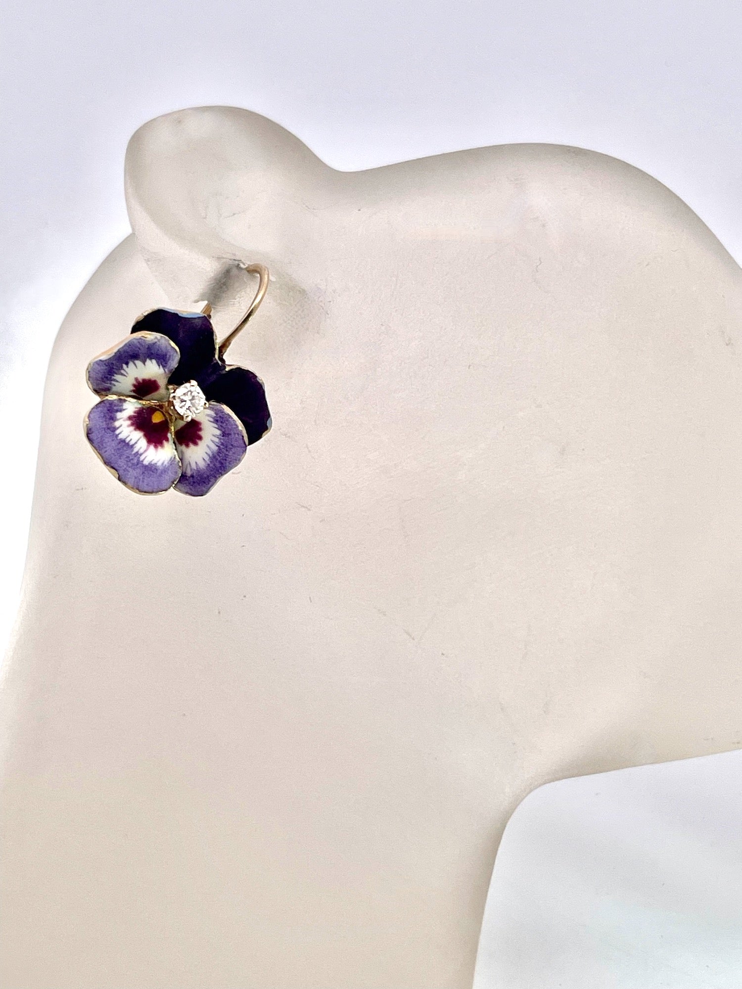 Enamel Earrings with Diamond Center